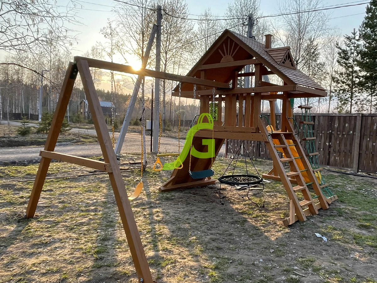 Деревянная детская площадка для дачи Igragrad Крепость Фани с рукоходом (Дерево)