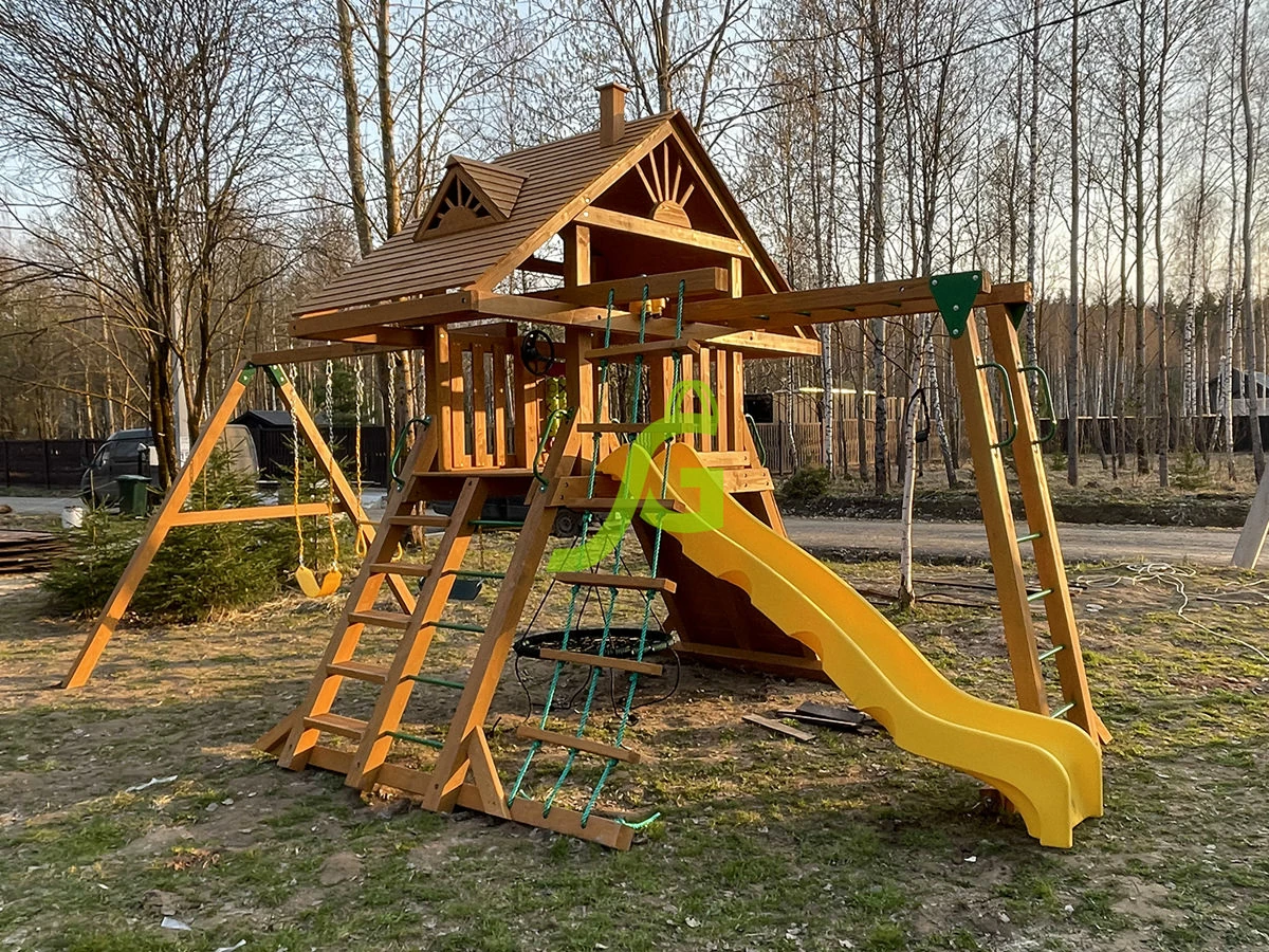 Деревянная детская площадка для дачи Igragrad Крепость Фани с рукоходом (Дерево)