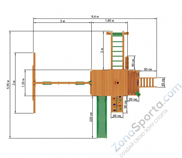 Деревянная детская площадка для дачи IgraGrad Шато с рукоходом (домик)