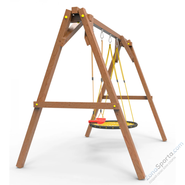 Деревянные качели Пикник 2 Оптимус (качели гнездо 1м качели долька)