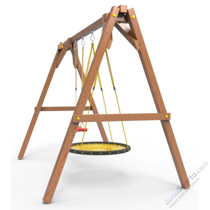 Деревянные качели Пикник 2 Оптимус (качели гнездо 1м качели долька)