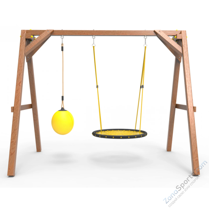 Деревянные качели Пикник 2 Оптимус (качели гнездо 1м качели drop)