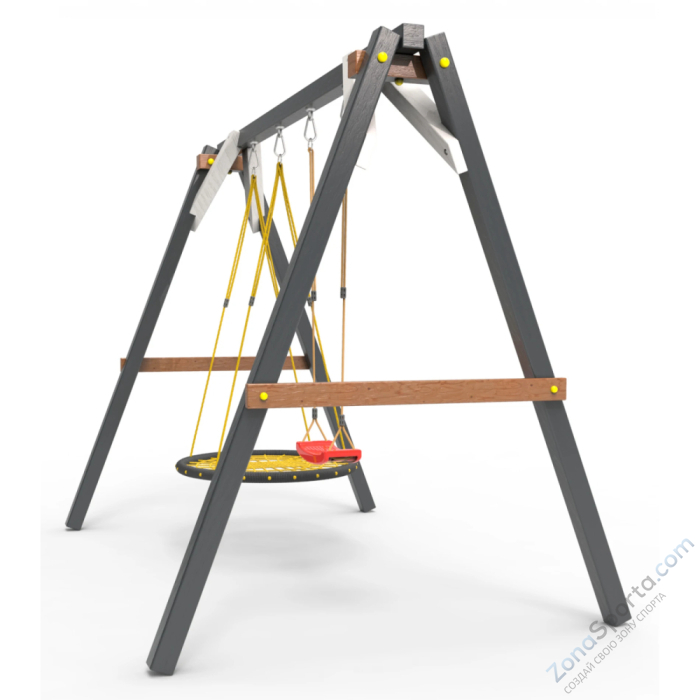 Деревянные качели Пикник 2 Ультра (качели гнездо 1м качели долька)