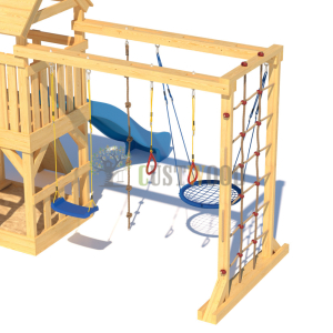 Детская деревянная игровая площадка для улицы дачи CustWood Scout S10 с деревянной крышей