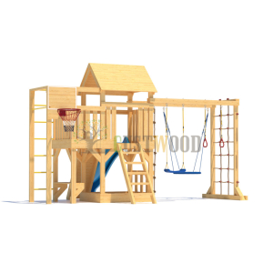 Детская деревянная игровая площадка для улицы дачи CustWood Scout S10 с деревянной крышей
