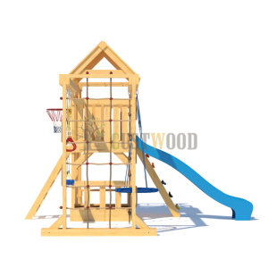 Детская деревянная игровая площадка для улицы дачи CustWood Scout S10 с деревянной крышей