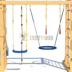 Детская деревянная игровая площадка для улицы дачи CustWood Scout S10 с деревянной крышей