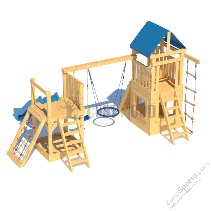 Детская деревянная игровая площадка для улицы дачи CustWood Scout S9