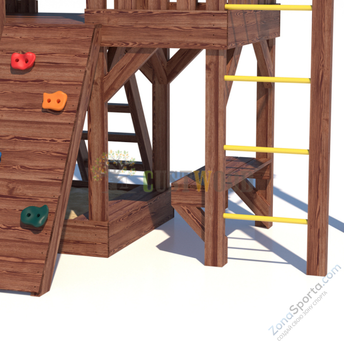 Детская деревянная игровая площадка для улицы дачи CustWood Scout SC10 с деревянной крышей