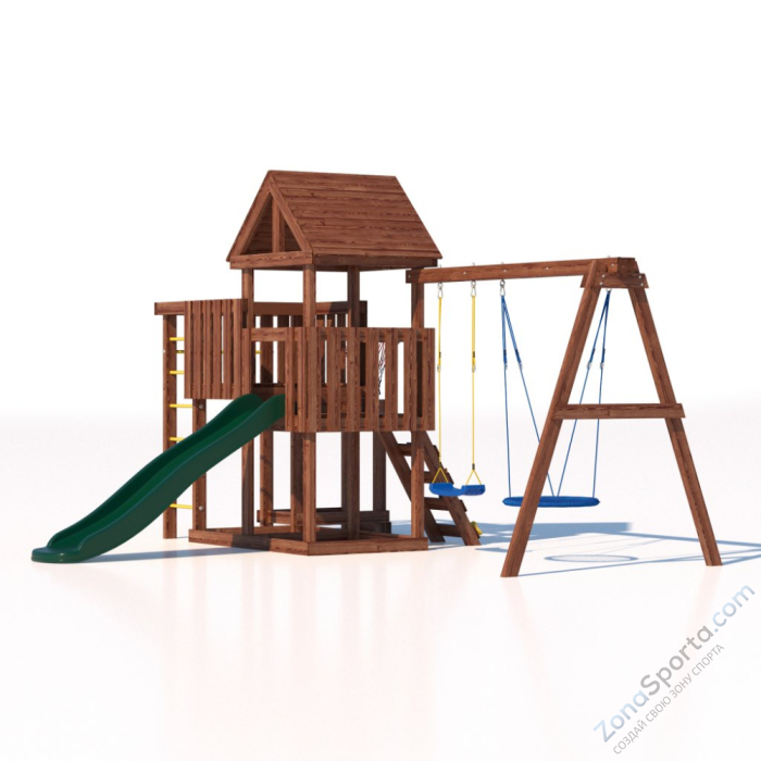 Детская площадка CustWood Junior Color JC9 с деревянной крышей