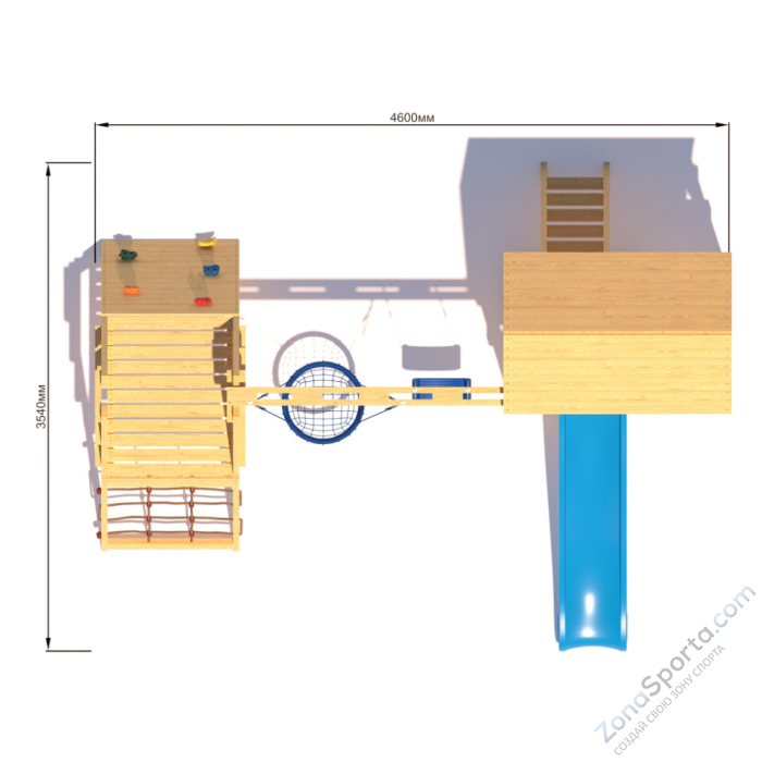 Детская площадка CustWood Scout S8+ с большой деревянной крышей
