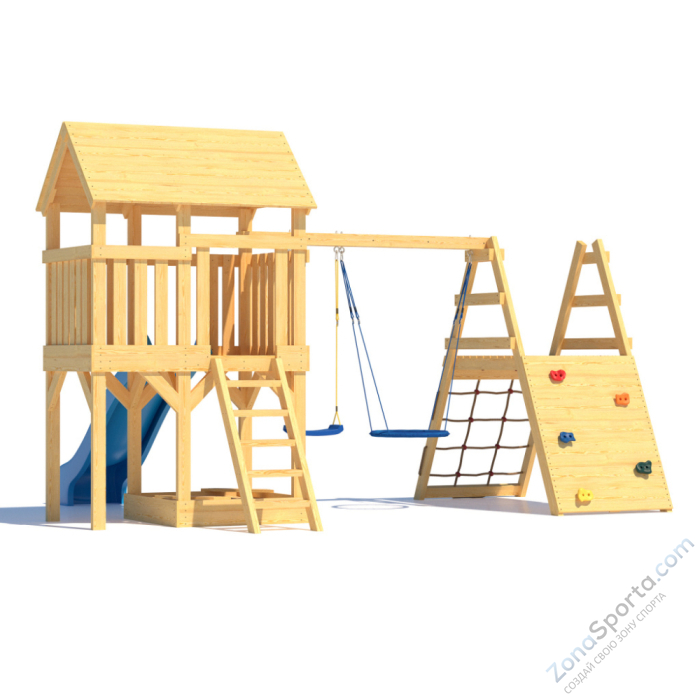 Детская площадка CustWood Scout S8+ с большой деревянной крышей