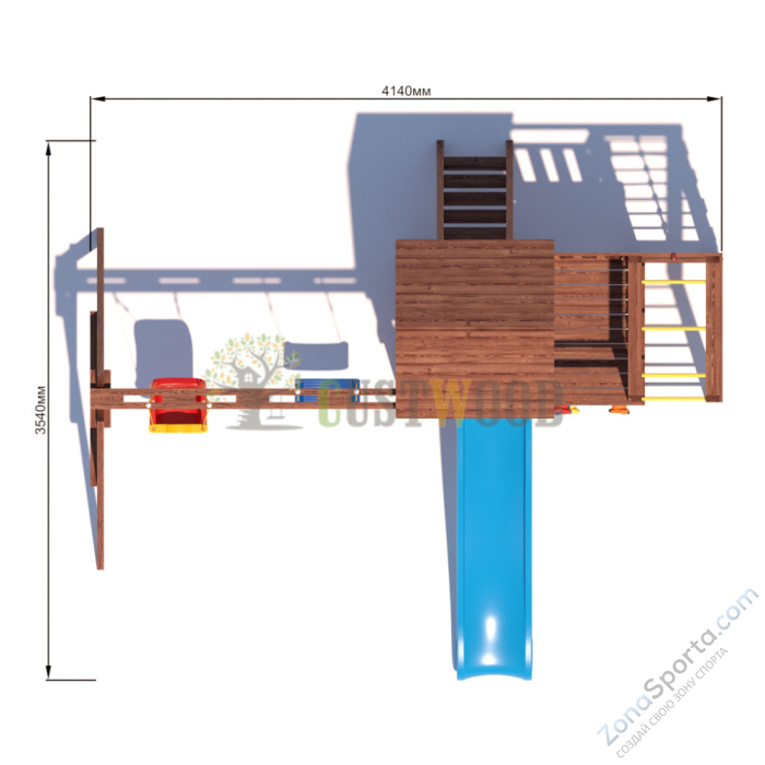 Детская деревянная игровая площадка для улицы дачи CustWood Scout SC4 с деревянной крышей
