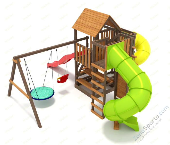 Детская площадка IgraGrad Панда Фани с балконом (две трубы)