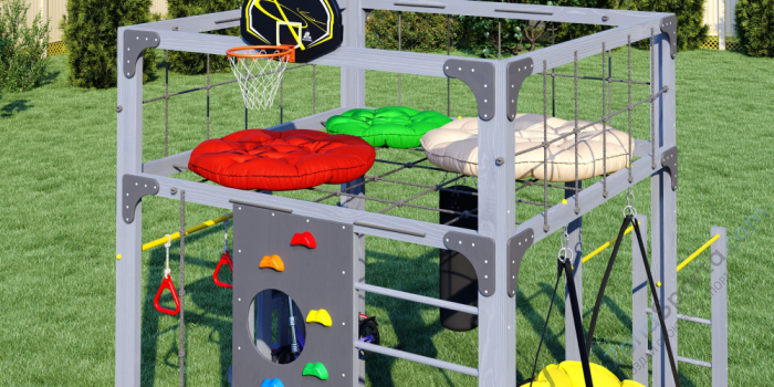 Детская площадка Савушка Куб-1 (Серый) с подушками