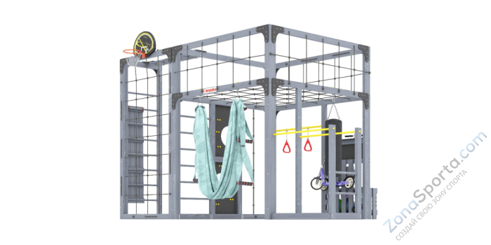 Детская площадка Савушка Куб-2 (Серый) с гамаком для йоги