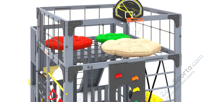 Детская площадка Савушка Куб-3 (Серый) с подушками