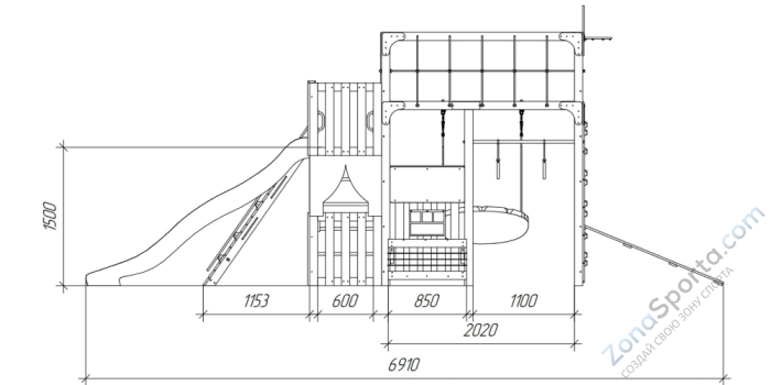 Детская площадка Савушка Куб-3 (Серый) с подушками