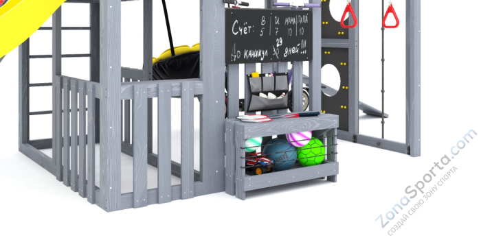 Детская площадка Савушка Куб-3 (Серый) с подушками