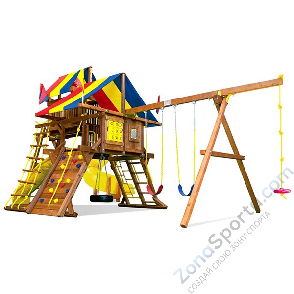 Детская игровая площадка Rainbow Play Systems Саншайн Кастл Спиральная горка Лайт Тент (Sunshine Castle Pkg V RYB Light)