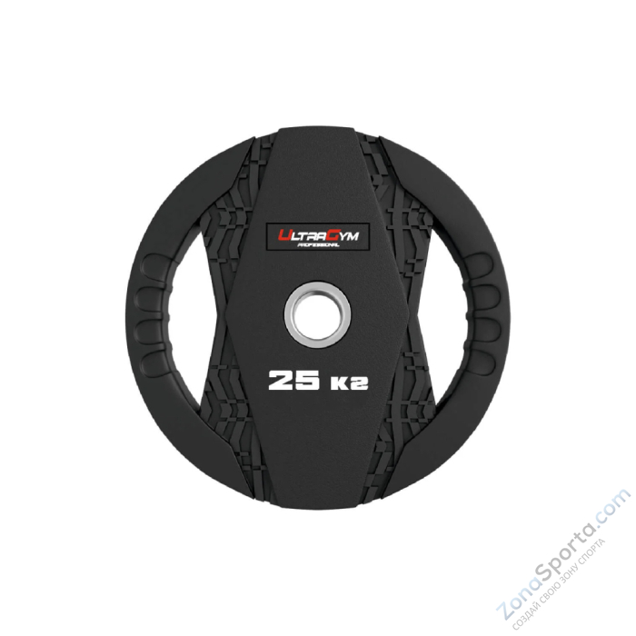 Диск обрезиненный с двумя хватами 15 кг UltraGym UG2005С