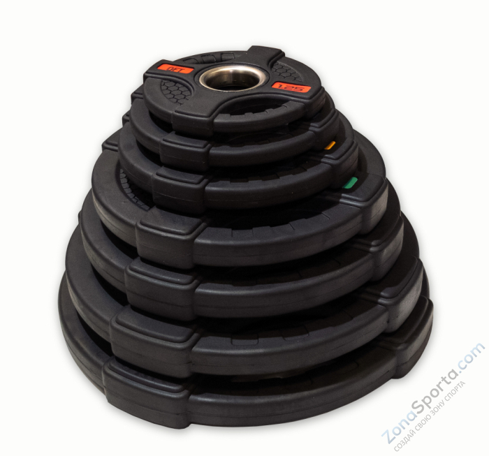 Диск олимпийский обрезиненный черный с двумя хватами Original FitTools FT-2HGP-2,5 2,5 кг