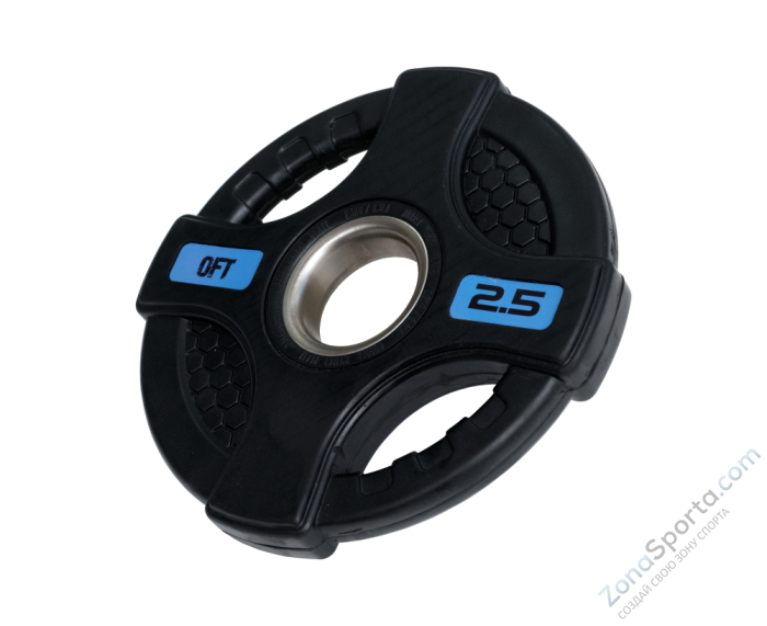 Диск олимпийский обрезиненный черный с двумя хватами Original FitTools FT-2HGP-2,5 2,5 кг