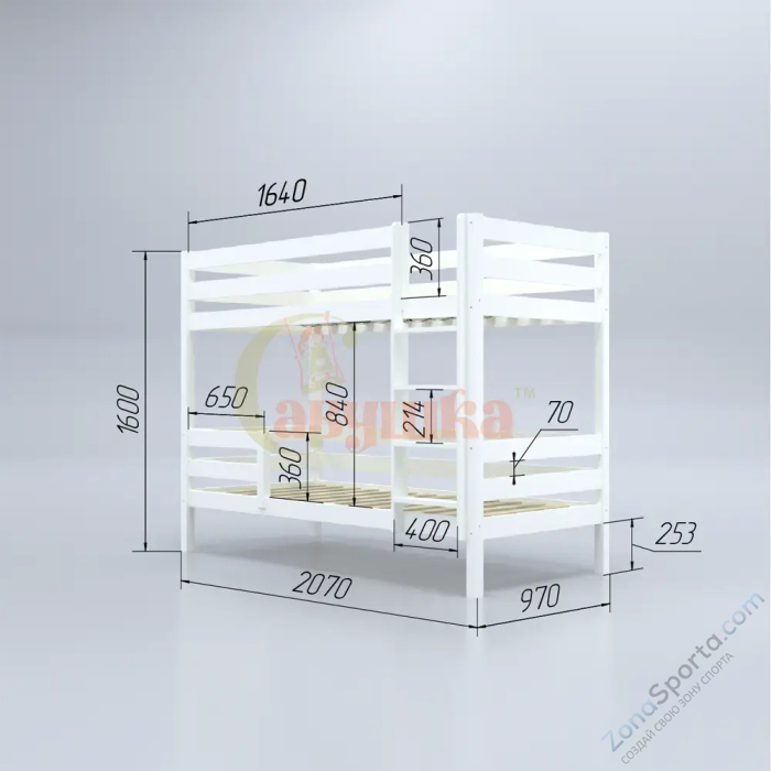 Кровать детская двухъярусная Савушка-01 80х160 зеленая