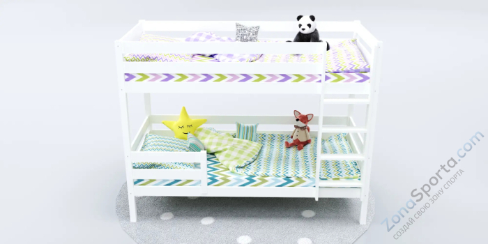 Кровать детская двухъярусная Савушка-01 90х200 белая