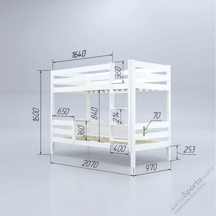 Кровать детская двухъярусная Савушка-01 90х200 Nero (черный)