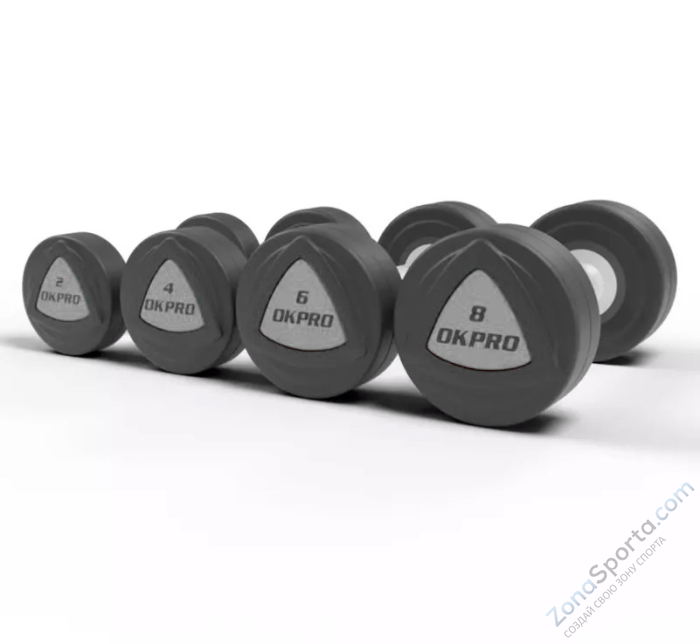Набор полиуретановых гантелей от 12 до 30 кг (шаг 2 кг) OKPRO OK1032B-12-30-G