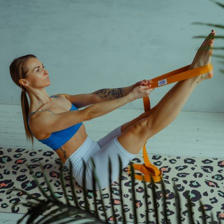 Ремень для йоги INEX Stretch Strap 240 см, голубой