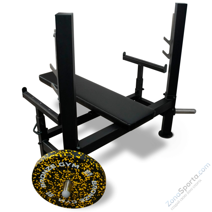 Скамья для жима лёжа со страховочными упорами Bronze Gym Partner ML-902