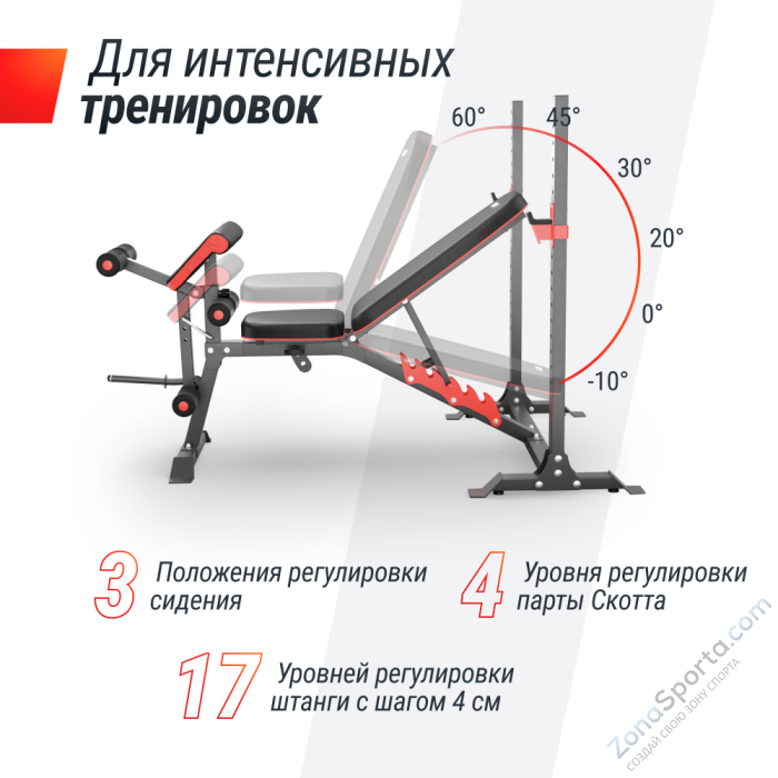 Скамья силовая со стойками UNIX Fit BENCH 130DD