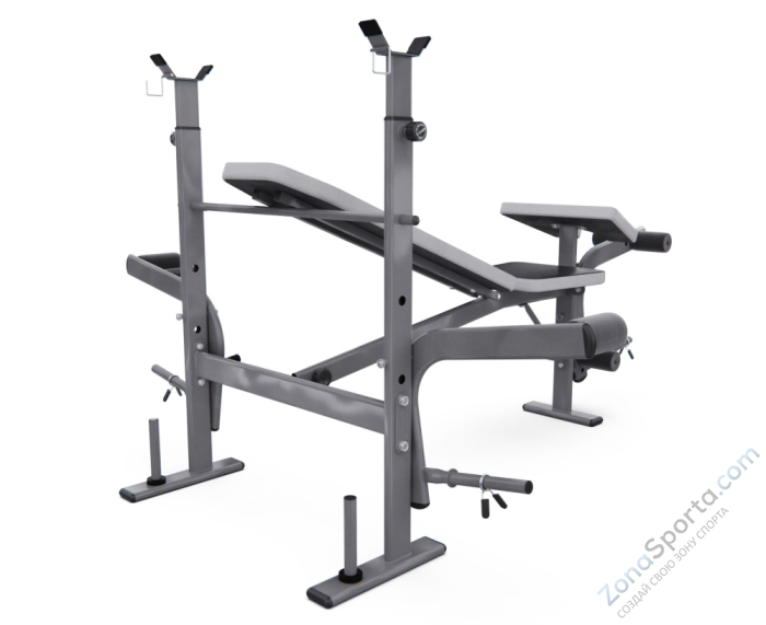 Скамья со стойками под штангу широкий хват, с партой для бицепса DFC D702 PRO
