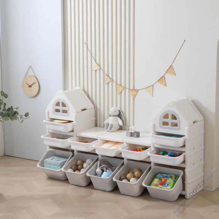 Стеллаж для игрушек Unix Kids Grey (12 ящиков)