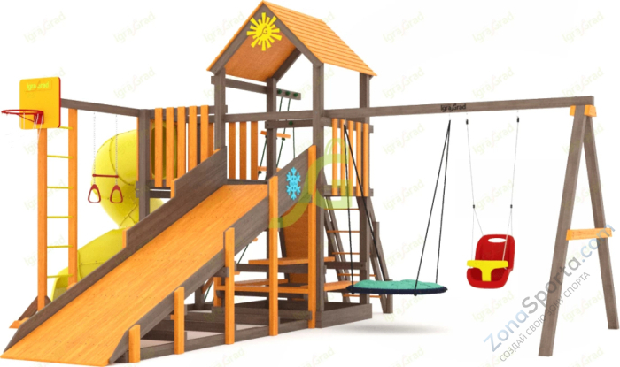 Всесезонная площадка IgraGrad С с балконом и трубой SF