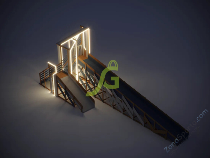 Зимняя деревянная горка IgraGrad Snow Fox 12 м с двумя скатами мод.3