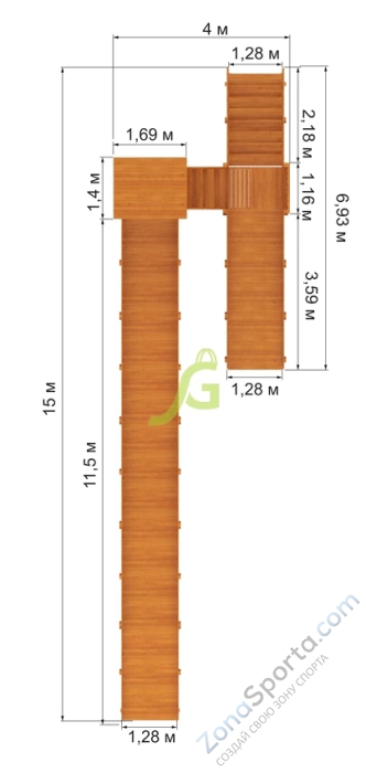 Зимняя деревянная горка IgraGrad Snow Fox 12 м с двумя скатами