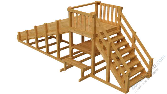 Зимняя деревянная заливная горка Ледянка 1 (пропитка)