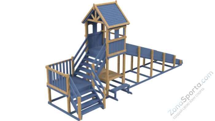 Зимняя деревянная заливная горка Теремок 2 (масло)