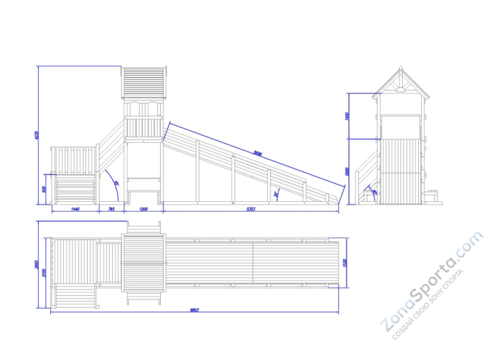 Зимняя деревянная заливная горка Теремок 2 (масло)