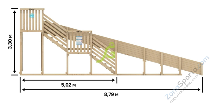 Зимняя горка IgraGrad Snow Fox скат 8 м без окраски